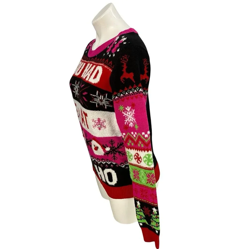 NOBO Ugly Christmas Sweater Jr Womens Large Kitch You Had Me At Ho Ho Ho Party